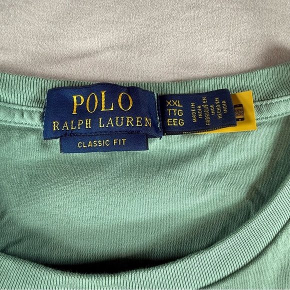 Ralph Lauren Green Tee with Plaid Logo - Picture 3 of 11